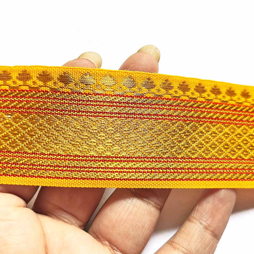 Yellow & Golden Zari Color Weaving Border - ( 5 mtr )