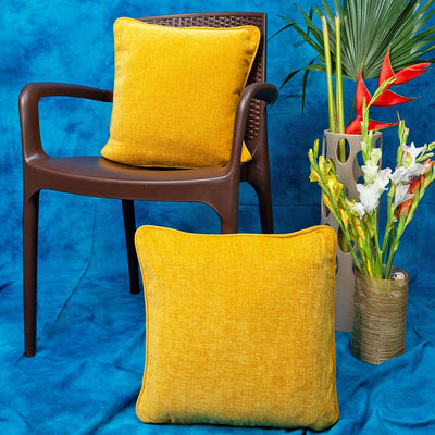 Mustered Yellow Velvet Hemp Cushion Cover | Mustered Yellow | Velvet Hemp Cushion  | Cushion Cover | Covers | Cushions | Art Craft | Craft | Craft Store |  Craft Store Online | Adikala Craft Store 