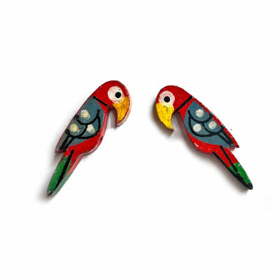 Red Parrot Wooden Miniature | Wooden Miniature | Parrot | Wooden Craft | Adikala Craft Store 