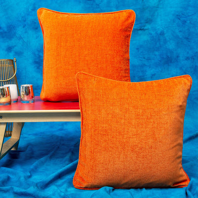Orange Velvet Hemp Cushion Cover | Orange Velvet |  Cushion Cover | Cushion | Cover | Cushions | Hemp Cushion Cover | Art Craft | Craft Store  Online | Adikala Craft Store 