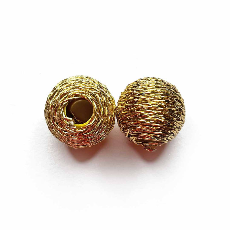 Golden Zari Round Beads Pack Of 20