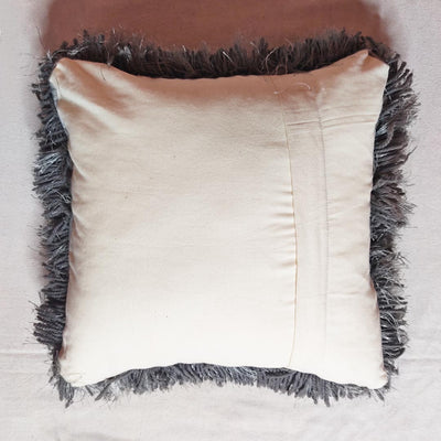 Grey Cotton Yarn & Resham Thread Cushion Cover | Grey cotton yarn | thread cushion cover | resham yarn | cotton cushion | Art craft | craft Store Online | Adikala craft Store