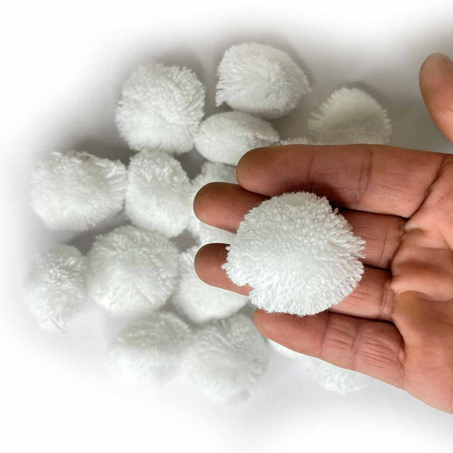 White Color Big Size Pom Pom Pack Of 25 | White Color Big Size Pom Pom | Pom Pom Bolls |  Adikala Craft Store | Pom Pom Collection | Project | Decoration