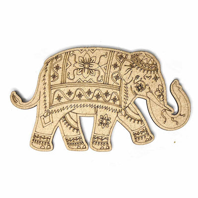 Mdf Engraved Elephant 6 Inch | mdf Engraved | Elephant | 6 Inch | Elephant Cutouts | Art Craft | Adikala | Decoration | Indian Art | Traditional Art
