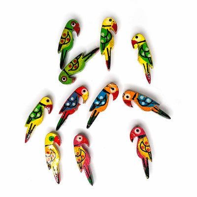 Multi Color Parrot Wooden Miniature Small Size