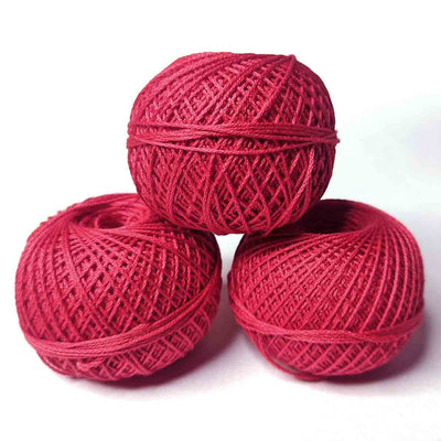 Red Color 3 Ply Crochet Thread Cotton Yarn for Knitting & Craft Making
