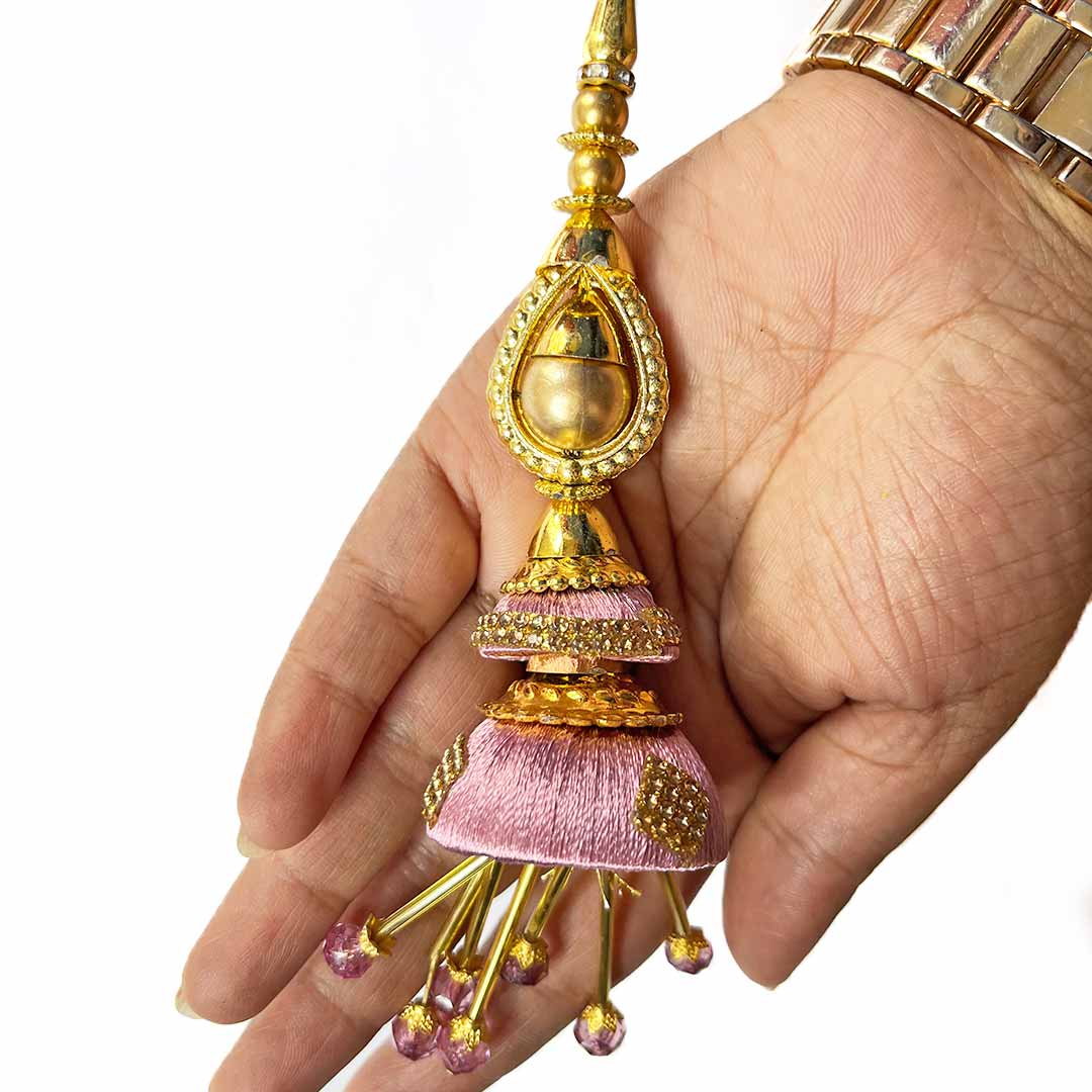Green Silk Thread Ethnic Work Latkan Hanging Set Of 2