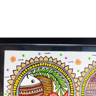 Madhubani Painting With Fish | Fish Madhubani Painting | paintings | Adikala Craft Store | Craft | Art Craft | Painting | Tree of Life | Decoration | Wall Painting | Wall Art | Wall Design | Design