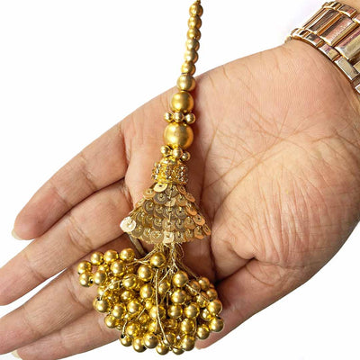 Golden Color Cone | Cone With Beads Tassels | hanging Latkan | Latkan Set of 2 | Art Craft | Decoration Craft | indian Home | Decoration | Project Making | online Art  | Design | Beautiful | Adikala | Adikala Craft Store 