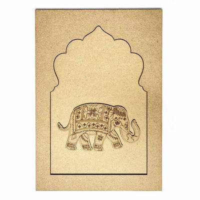 Jharokha With Elephant Mdf Cutout 13 inches | Jharokha With Elephant | Cutout 13 inches | Elephant | Mdf Cutout | Art Craft | Craft Store | Craft | Art Making | Project Making | Online Art Craft | Indian Art Craft | Indian Craft | Handmade | decoration Essentials | Adikala Craft Store