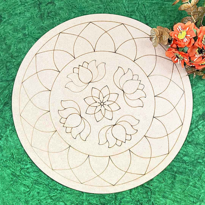 Lotus Mandala Round Shape Design MDF Engraved Base 12 INCH | Lotus  Mandala Design Mdf | Round Shape MDF | Engraved  Base | Engraved base Design |  MDf 12 Inch | Lotus Mandala | Round Shape lotus | Art Craft  | Craft Store online | Adikala 