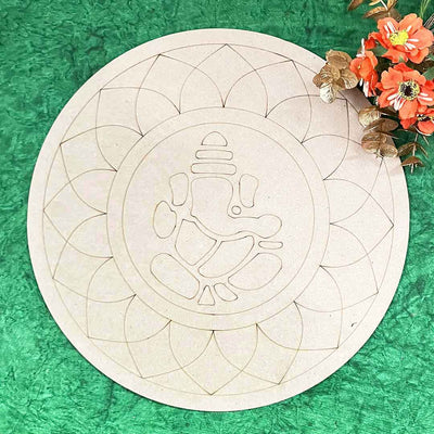 Lord Ganesha Mandala Design MDF Engraved Base 12 INCH | Lord Ganesha | Ganesha Mandala Design | MDF Engraved Base | Engraved 12 Inch Design Mdf Cutouts | Art Craft | Craft Store online | Adikala 