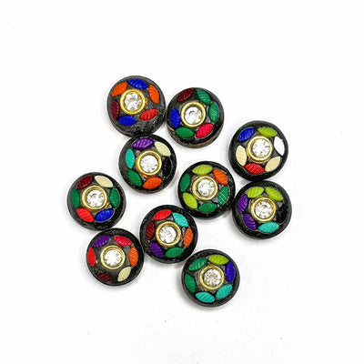 Wooden Round Shape Button | Multicolored Button |  Lakh Work Button | Stylish Button | Wooden Buttons | Hobby Craft | Dress making Button | Dress Design | Hobby Store | Hobby Craft | Adikala Craft Store |  Adikala