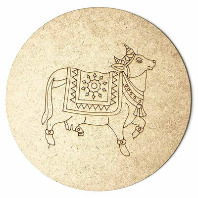 Pichwai Cow Design Engraved Wall Plate Base With Frame Right Face | Pichwai Cow Design | Wall Plate Base With Frame | Right Face | Pichwai Cow | Pichwai Cow Design Engraved Wall Plate Base | Art Craft | Craft Online | Indian Art | Home Decoration | Adikala