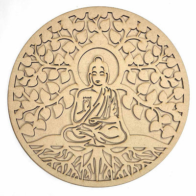Lord Buddha With Tree Of Life Design MDF Cutout Base for DIY | Lord Budha | MDF | MDF Cutouts | Adikala  | Art Craft | Craft Store Online | LIfe of Tree | MDF Cutout Base | DIY | MDF Lord Budha | Adikala