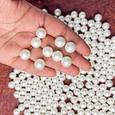 Cream Color 1 Cm Pearl Beads (Pack Of 100 gms) | Cream Color | Pearl Beads | Pack Of 100 gms | Craft Store online | Adikala Craft Store | Handmade | Decoration | Color white Pearl beads 