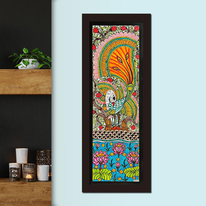 Peacock Painting | Peacock With Lotus Pond Painting | | madhubani Painting | Paintings | Acrylic Paintings | Pichwai | Pichwai Paintings | Lotus Paintings | Indian Painting | indian Culture | Adikala Craft Store | Adikala
