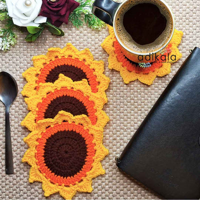 Sunflower Crochet Coasters set Of 4