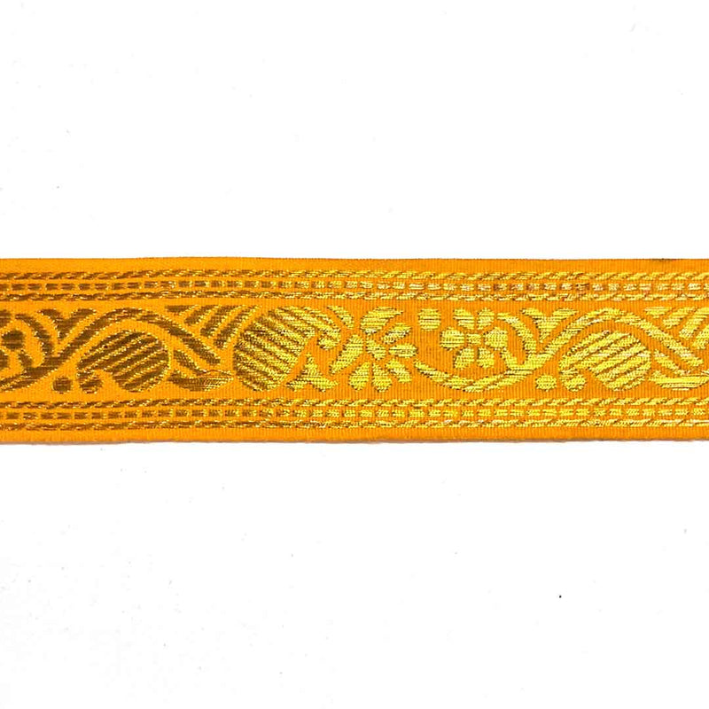 Golden Zari & Mango Yellow Color Weaving Border (1.5 INCH)- ( 5 mtr )