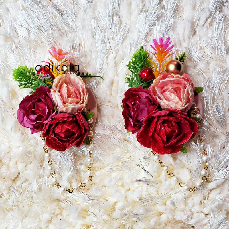 Maroon Color Combination Couple Brooch Pack Of 2