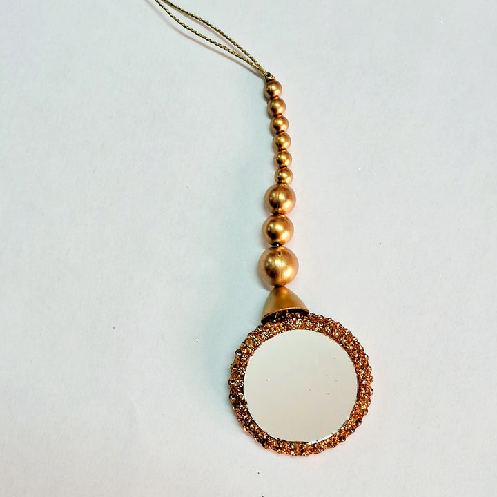 Golden Color Work With Mirror Ethnic Style Latkan Hanging Set Of 2
