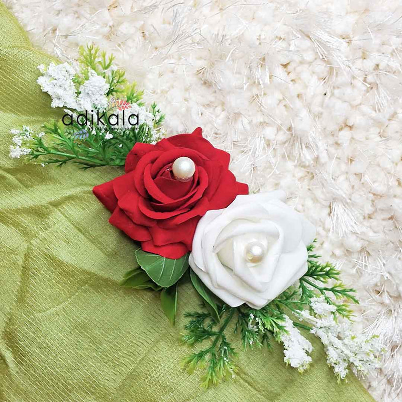 Red & White Rose Flower Bunch Pack Of 2