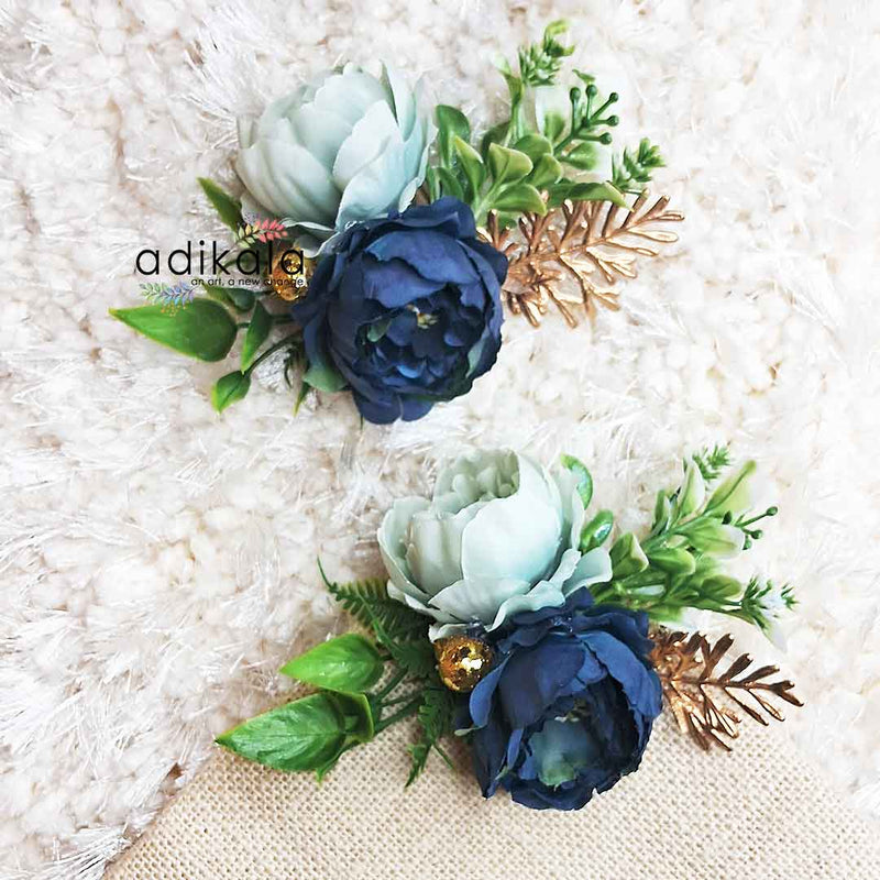 Dark Blue & Light Blue Flower Bunch Pack Of 2