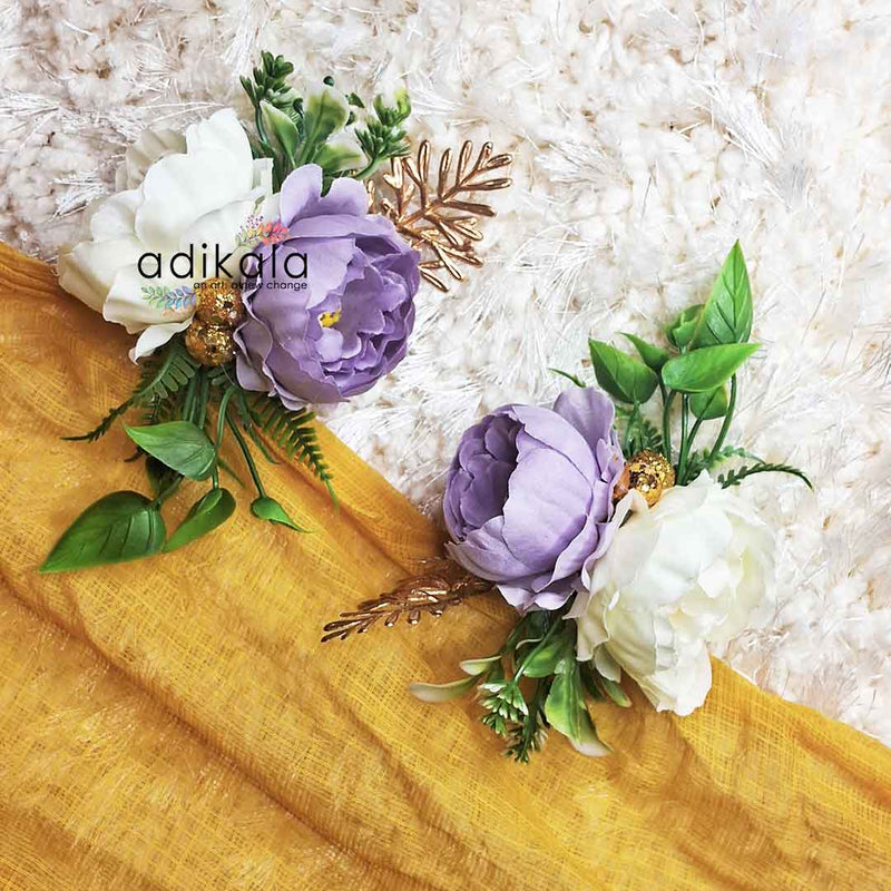 Lavender & White Flower Bunch Pack Of 2