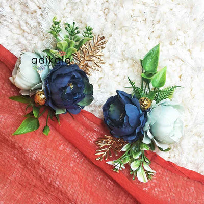 Dark Blue & Light Blue Flower Bunch Pack Of 2