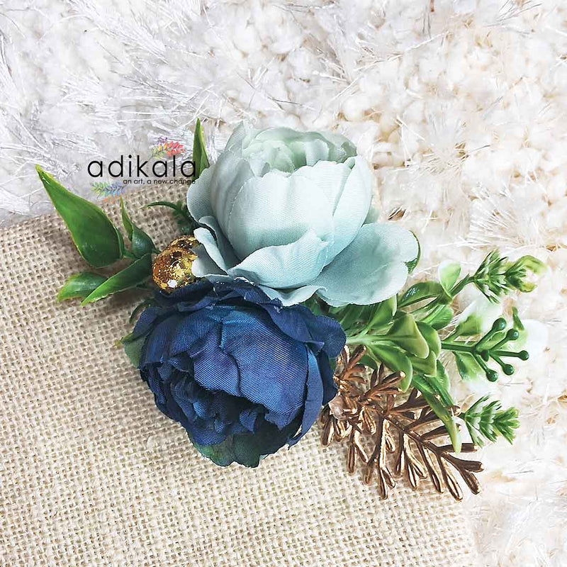 Dark Blue & Light Blue Flower Bunch Pack Of 2