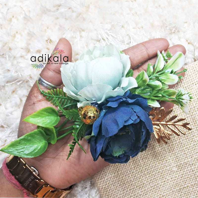 Dark Blue & Light Blue Flower Bunch Pack Of 2