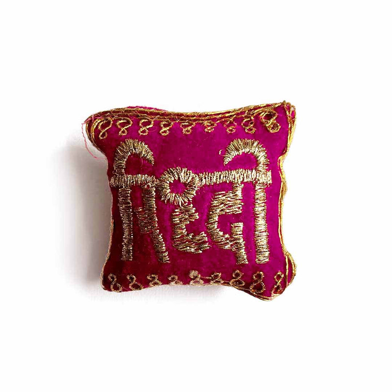 Velvet Rani Pink Color Riddhi Siddhi Pair Cushions