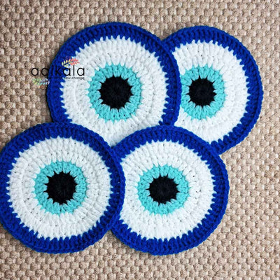 Evil Eye Crochet Coasters set Of 4
