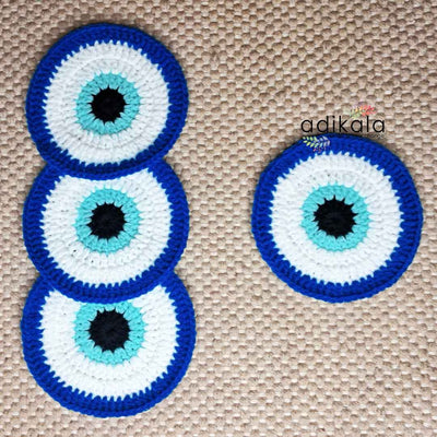 Evil Eye Crochet Coasters set Of 4