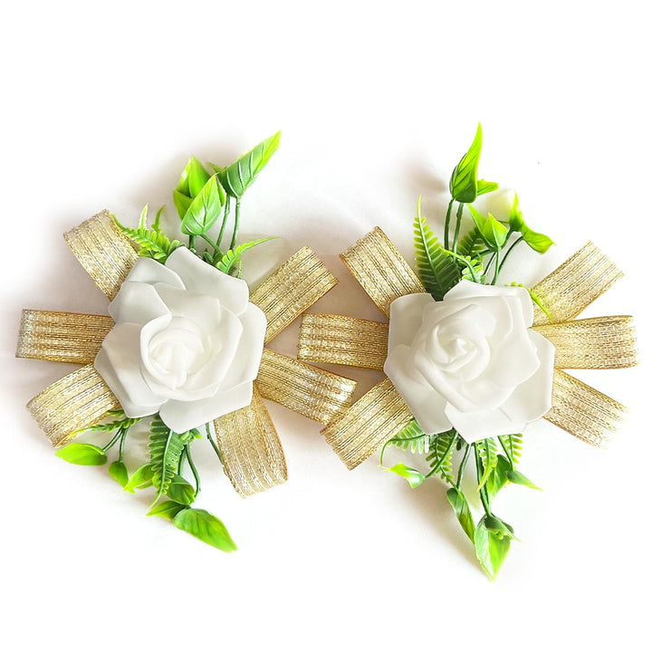 Rose Foam Flower Bunch Set of 4 for Trousseau Packing, Ready to use Flower Brooch Hamper for Decoration