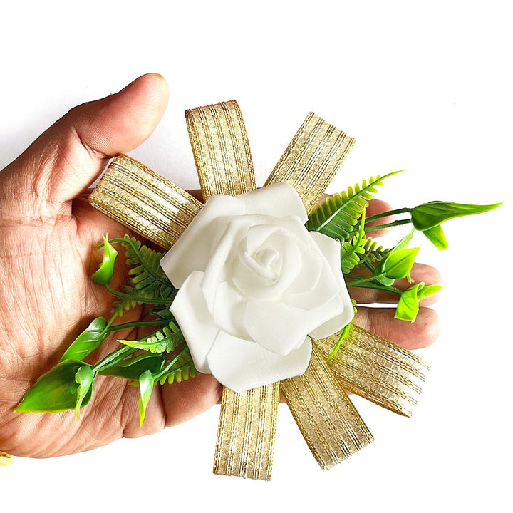 Rose Foam Flower Bunch Set of 4 for Trousseau Packing, Ready to use Flower Brooch Hamper for Decoration