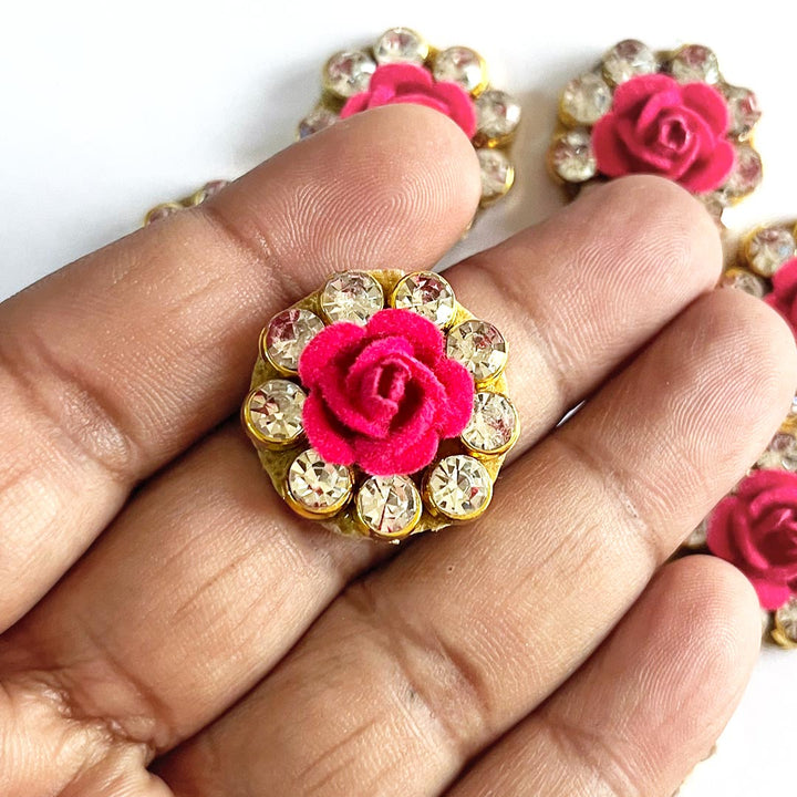 Rose Round Rhinestones Patch Pack Of 10 For God Cloths Decorations & DIY Craft