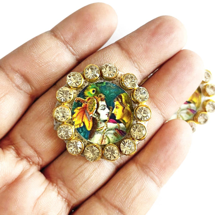 Radha Krishna Round Patch Pack Of 10 For bandhanbar Decorations & DIY Craft