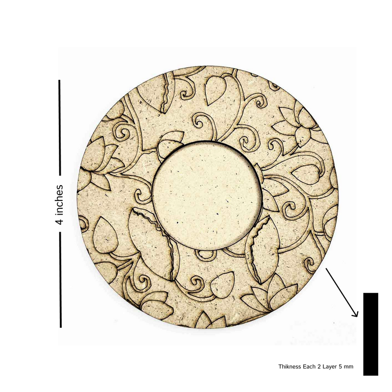 Engraved Round Shape Pichwai Lotus Design Tea Light Holder Set of 6 | Adikala