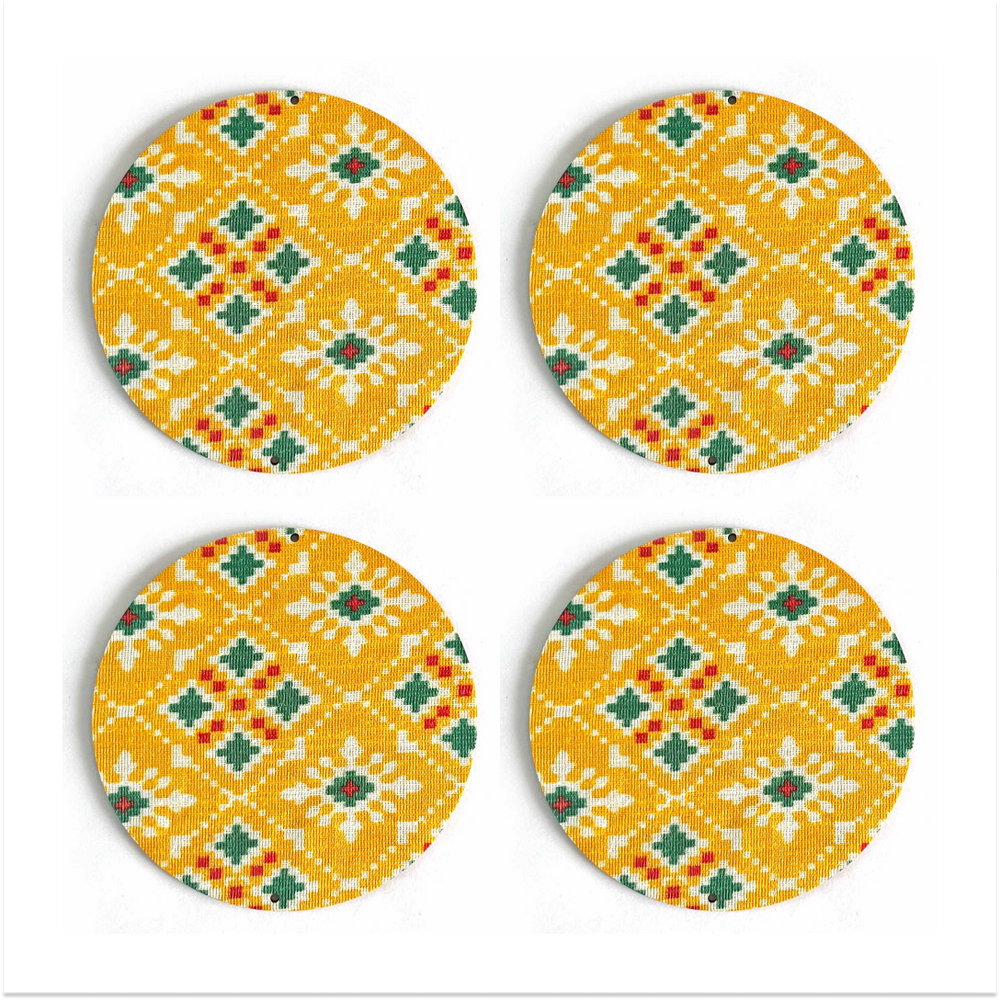 Patola Plate | fabric Patola Plate | Fabric Plate | Print Patola Design | yellow Color fabric Plate | Art | Craft | Decoration | Mandir Decor Items | Fabric | Decorative Plate | Hanging Patola Plate | Design | Hobby Craft