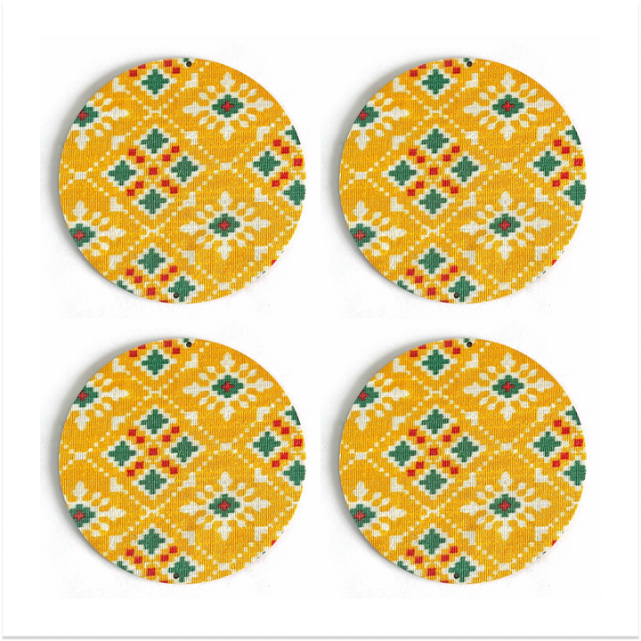 Patola Plate | fabric Patola Plate | Fabric Plate | Print Patola Design | yellow Color fabric Plate | Art | Craft | Decoration | Mandir Decor Items | Fabric | Decorative Plate | Hanging Patola Plate | Design | Hobby Craft