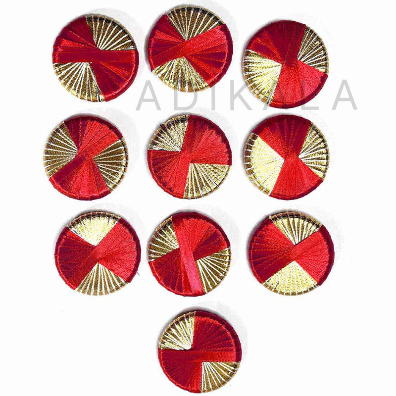 Red Gota Plate | Gota Plate Pack of 20 | Red Decoration Plate | Golden Gota Plate | Pack of 20 | Red And Golden Gota Plate | Wedding | Decoration | Crafting | Festivals | Craft Making | Amazing Art | Art | Craft | Green | Color | Golden | Gold | Plate | Adikala | Adikala Craft Store | Hobby Craft | Hobby India | Hobby