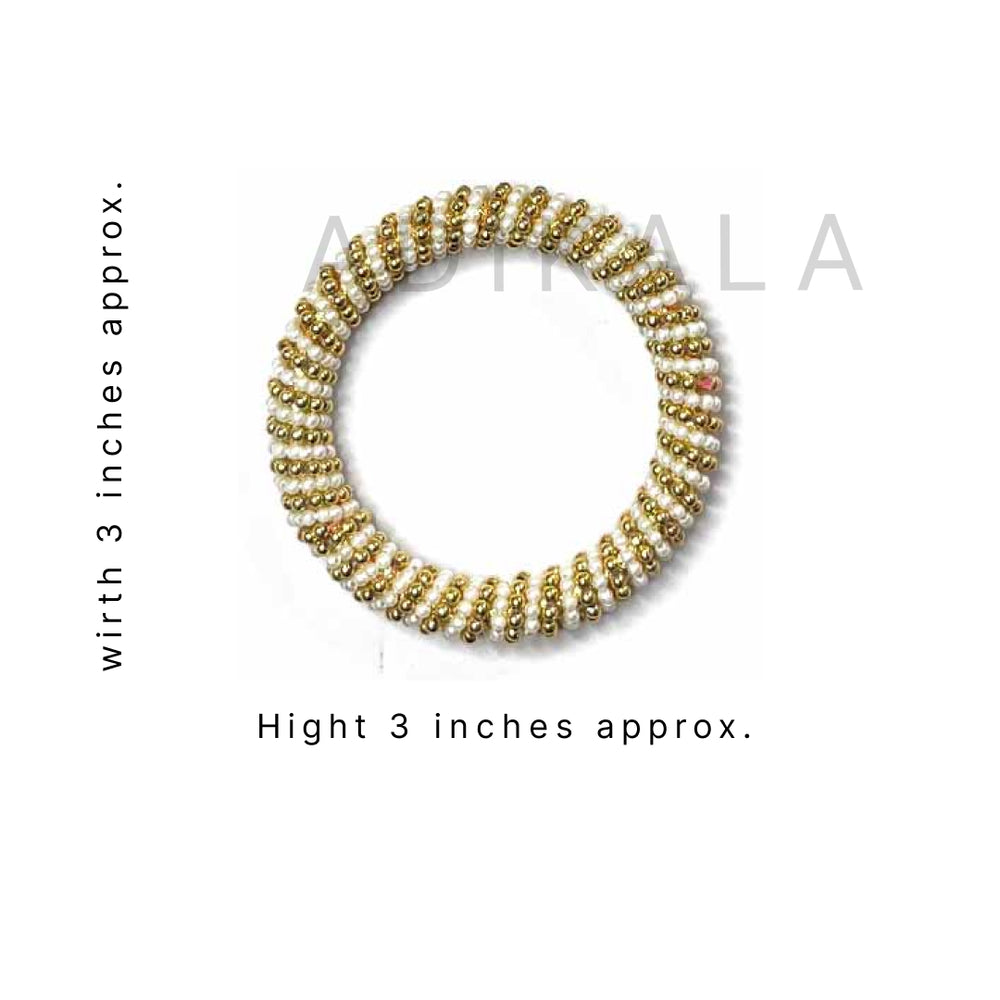 Golden Gota Beads | White Color Beaded ring | Beads | Rings Set of 6 | Golden Color Bangle | White Color Bangle | Bangles | Women Decoration Items | Wedding | Decoration | Crafting | Festivals | Craft Making | Amazing Art | Art | Craft | Green | Color | Golden | Gold | Plate | Adikala | Adikala Craft Store | Hobby Craft | Hobby India | Hobby