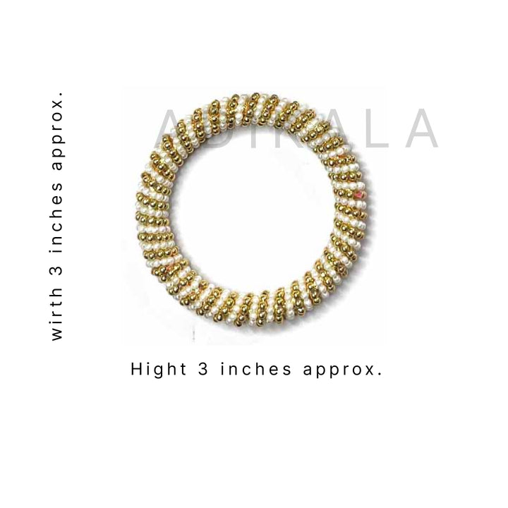 Golden Gota Beads | White Color Beaded ring | Beads | Rings Set of 6 | Golden Color Bangle | White Color Bangle | Bangles | Women Decoration Items | Wedding | Decoration | Crafting | Festivals | Craft Making | Amazing Art | Art | Craft | Green | Color | Golden | Gold | Plate | Adikala | Adikala Craft Store | Hobby Craft | Hobby India | Hobby