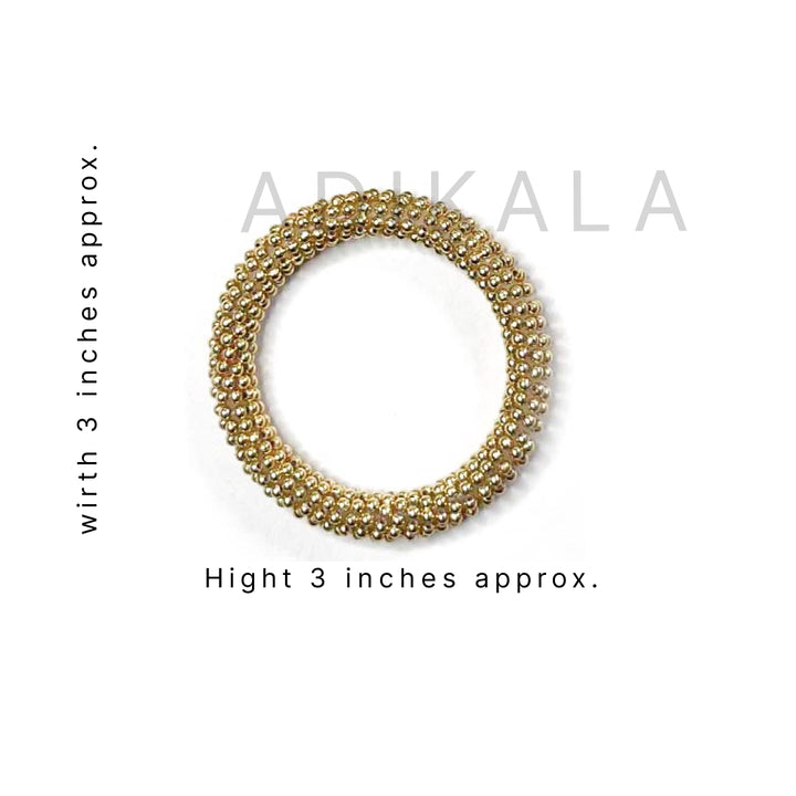 Beads | Golden Color Beads | Beaded Rings | Rings Set of 6 | Golden Color Wedding Decoration Bamgles | Bangles | Women Wearing Bangles | Girls Wearing Bangles | Rings | Wedding | Decoration | Crafting | Festivals | Craft Making | Amazing Art | Art | Craft | Green | Color | Golden | Gold | Plate | Adikala | Adikala Craft Store | Hobby Craft | Hobby India | Hobby