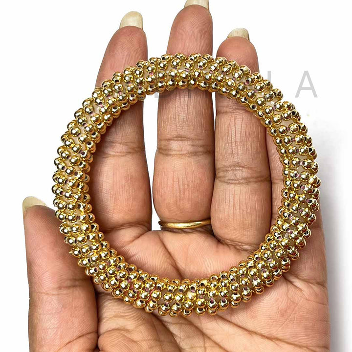 Beads | Golden Color Beads | Beaded Rings | Rings Set of 6 | Golden Color Wedding Decoration Bamgles | Bangles | Women Wearing Bangles | Girls Wearing Bangles | Rings | Wedding | Decoration | Crafting | Festivals | Craft Making | Amazing Art | Art | Craft | Green | Color | Golden | Gold | Plate | Adikala | Adikala Craft Store | Hobby Craft | Hobby India | Hobby