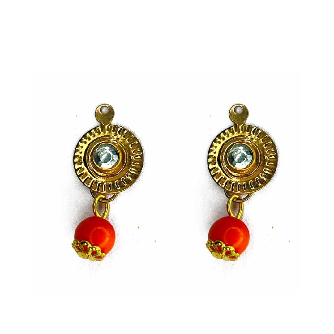 Orange Color Hanging Style Round Fancy Buttons Set Of 10 | Orange Color Hanging Style Round Fancy Buttons | Fancy Buttons | Art Craft | Decoration | Festivals | Jewellery Making | Jewellery | Project | Diy | Essentials | Adikala Craft Store