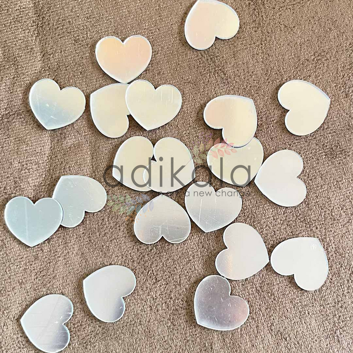 Heart Shape Acrylic Silver Mirror Pack Of 100 Pc