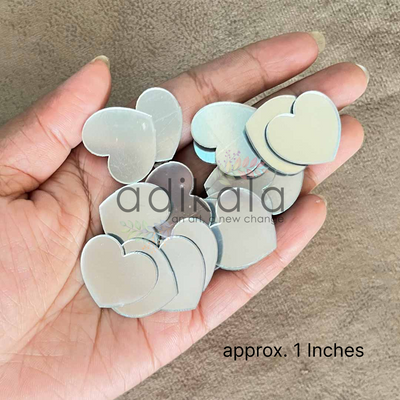 Heart Shape Acrylic Silver Mirror Pack Of 100 Pc