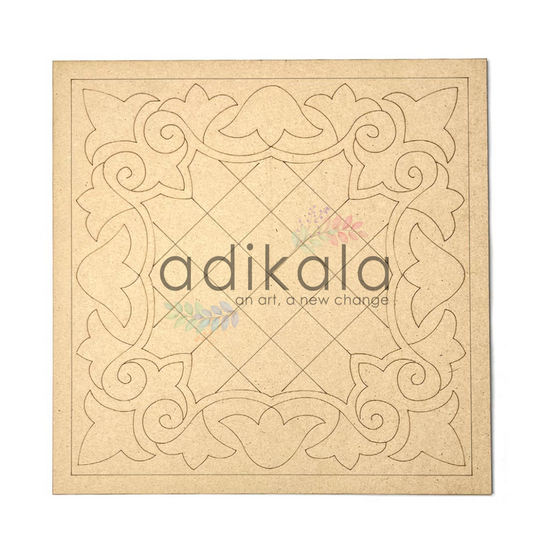 Square Mandala Engraved Jali Design Wall Planque Base For Lippon Art